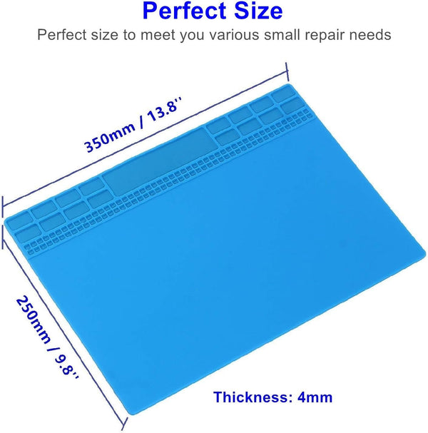 Solder Mat, Premium Heat Resistant 932°F Silicone Soldering Mat, Magnetic Work Mat for Electronics, Cell Phone, Laptop Repair, BGA Soldering