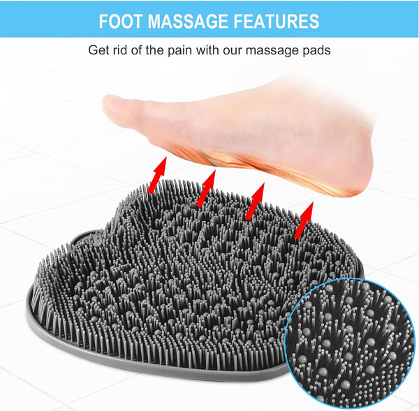 BESKAR XL Larger Shower Foot Scrubber Mat with Non-Slip Suction Cups | Cleans, Smooths, Exfoliates, Massages Your Feet Without Bending, Improve