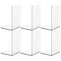SUOXING 6 PCS Clear Acrylic Book Ends for Shelves Decorative,Invisible Book Stopper with Non-Slip Mats for Heavy Books,Small Acrylic Bookends for