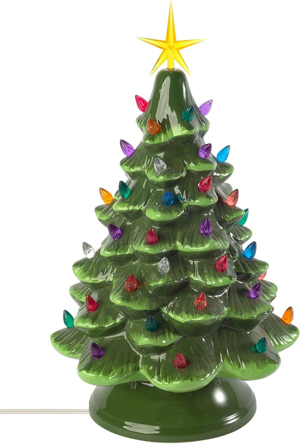 Creative Hobbies Ceramic Christmas Tree Replacement Lights, Medium Twist Light Ornaments, 100 Pc Multi Colors Plus 3 Tree Topper Stars Multicolor