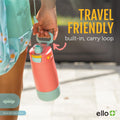 Ello Kids Colby 12oz Stainless Steel Insulated Water Bottle with Straw and Built-In Silicone Coaster Carrying Handle and Leak-Proof Locking Lid