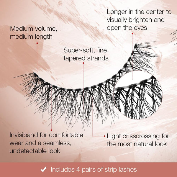 Ardell Naked Strip Lashes 421 Ã¢ÂÂ Natural-Looking, Long-Lasting False Eyelashes with Invisiband for Seamless Blend, 4 Pairs, 1-Pack