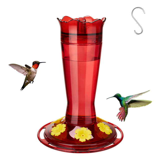 Kingsyard Glass Hummingbird Feeder for Outdoors Hanging - 6 Bee Guard Feeding Po