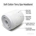 APPEARUS Cotton Terry Cloth Facial Headband 4 Pack White | Absorbent cotton terry with adjustable hook and loop band. Designed for estheticians,