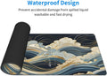 Abstract Japanese Ocean Waves Gaming Mouse Pad XL, Large Non Slip Rubber Mousepad, Stitched Edges Mouse Pads, Long Extended Mouse Pad,31.5'' X 11.8''