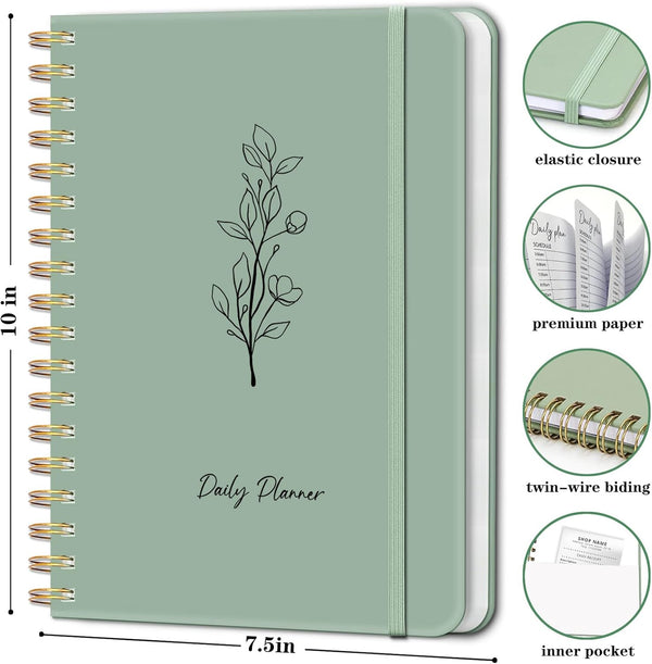 Undated Daily Planner with Hourly Schedule, to Do List Spiral Notebook, Easily Organize Your Work Tasks and Appointments, Perfect School or Office