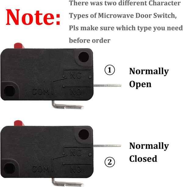 Microwave Oven Door Switch Replacement Part, 16A 125VAC, KW3AT-16 (Downward Compatible with KW3A-16), Normally Open - 2Pcs 2x Normally Open