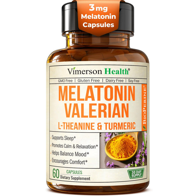 Turmeric Supplement - Turmeric Curcumin with Black Pepper, Melatonin 3Mg & Valer