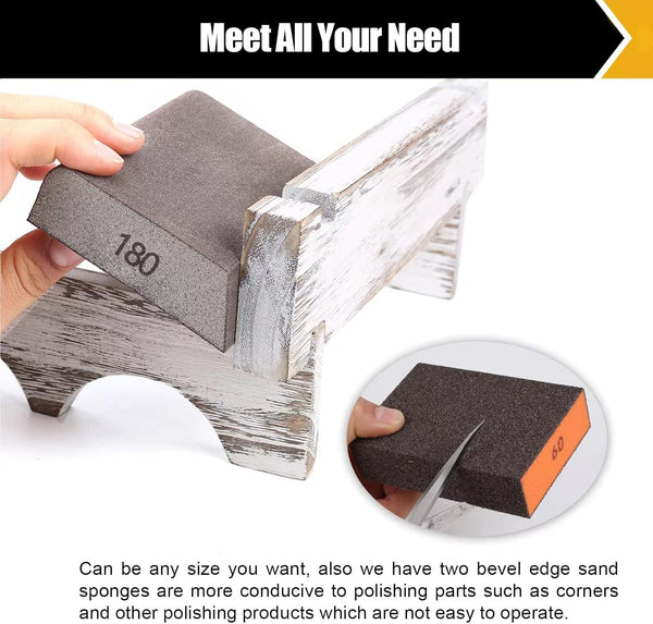 BOSHCRFAT 10 Pack Sanding Block, Washable and Reusable Sanding Sponge for Wood Drywall Metal Glasses Coarse/Medium/Fine/Superfine in