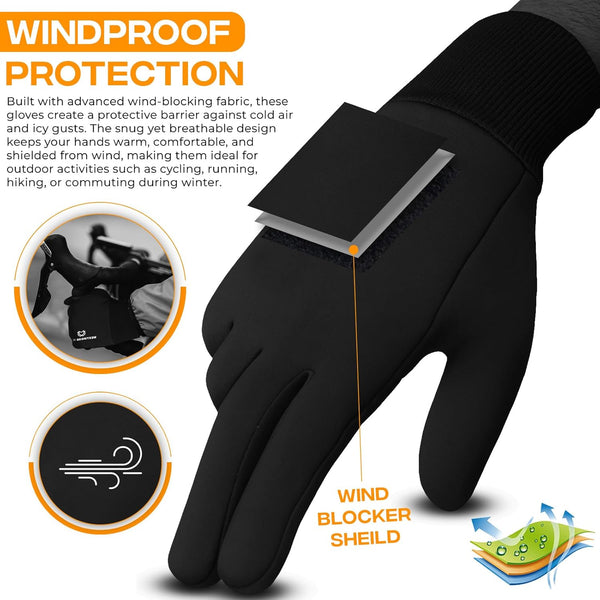 Winter Gloves Touchscreen Slightly Waterproof Thermal Warm anti Slip Running Cycling Gloves Windproof Glove with Elastic Cuffs for Men Women