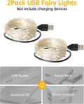 Blingstar USB Powered Fairy Lights, 2 Pack 33Ft 100 LED, Flexible Silver Wire, Mini String Lights for Christmas Tree/Bedroom/Camping/Holiday