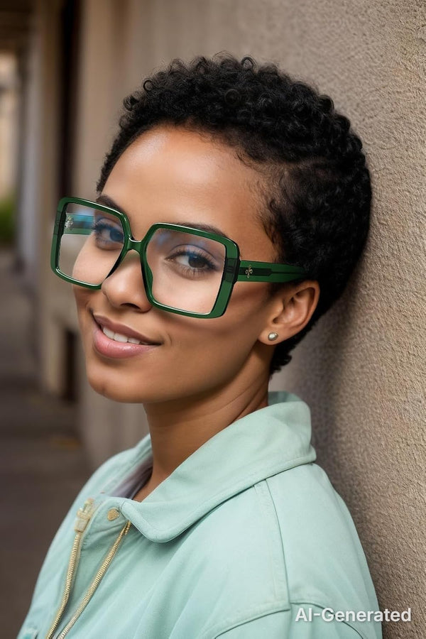 VISOONE Oversized Chunky Blue Light Blocking Glasses for women Harvard Emerald Green Large
