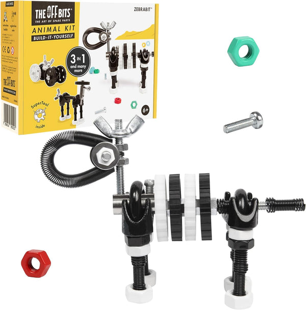 The off Bits Build Your Own Zebra Robot Model, Gift Ideas, STEM Building Toy for Kids 6-9+, Educational Engineering Kit, Construction & Creative