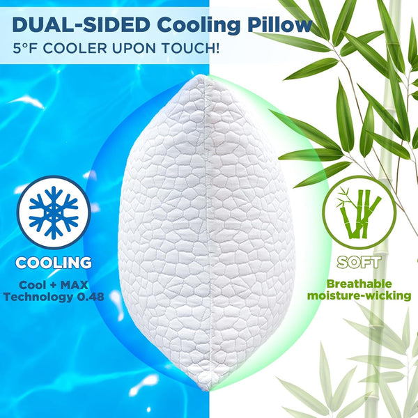 SUPA MODERN Cooling Bed Pillows for Sleeping 2 Pack Shredded Memory Foam Pillows Queen Size Set of 2, Adjustable Cool Pillow for Side Back Stomach