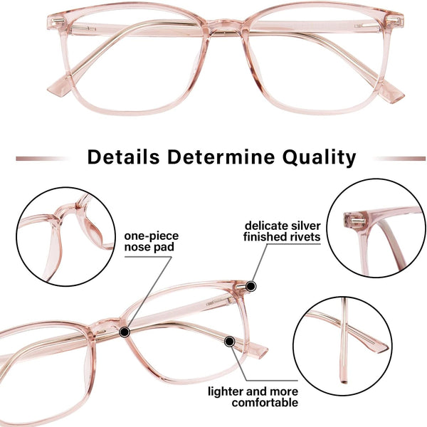 FONHCOO Blue Light Blocking Glasses Women Men TR90 Fashion Frame Computer Blue Light Glasses Crystal Brown