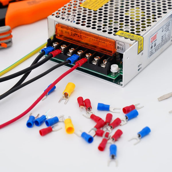 Terminal Block,2 Pack 2 Circuits 20-30A 200v-450v Dual Row Screw Terminals Strip +8 PCS Heat Shrink Wire Connectors 20 Amps 2 Circuits