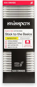 Swisspers Premium Cotton Swabs - Soft 100% Cotton Swabs with Paper Sticks for Beauty and Personal Care - Gentle Hygiene - 500 Count (Pack of 3)