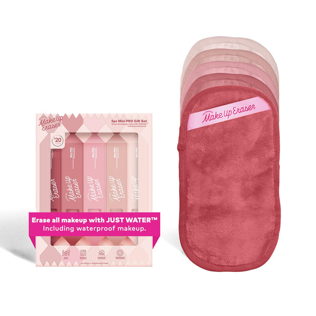 The Original Makeup Eraser Mini PRO 5Pk Gift Set, Erase All Makeup with Just Wat