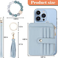 Wristlet Wallets for Women, Keychain RFID Blocking Credit Card Holder, Small Girly Wallet with Bracelet, Silicone Beaded Tassel Key Ring Card