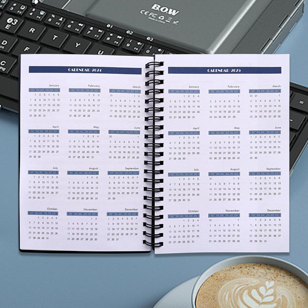 Utytrees Planner 2025-2026 - 18 Months, Black PP Cover-2025.1, 5.2" X 7.5" - Daily, Weekly & Monthly Planner with Water Intake Checklist