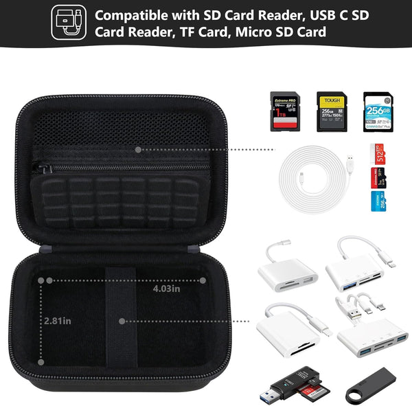 Computer Memory Card Readers Organizer Case Compatible with SD Card Reader, USB C SD Card Reader, TF Card, Micro SD Card, Portable Memory Card