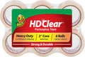 Duck HD Clear Packing Tape Refills - 6 Rolls of Heavy Duty Shipping and Moving Packing Tape - Clear Strong Packaging Tape for Boxes, Packing and