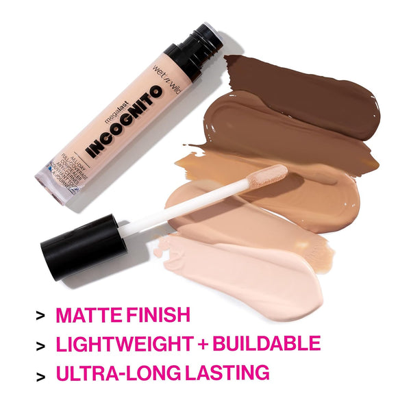 wet n wild Mega Last Incognito All-Day Full Coverage Liquid Matte Concealer, Light Beige, 0.18 Ounce Light Beige 1 Count (Pack of 1)