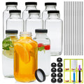 Maredash 16oz glass bottles with lids,juice bottles gifts for women,glass bottles with lids,glass water bottles. Kit includes Stainless Steels