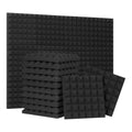 24 Pack Black 12 x 12 x 2 Inches Pyramid Designed Acoustic Foam Panels, Sound Proof Foam Panels for Walls, High Density and Flame-Retardant