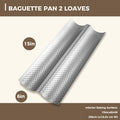 KITESSENSU Nonstick Baguette Pans for French Bread Baking, Perforated 2 Loaves Baguettes Bakery Tray, 15" x 6.3", Silver Bright Silver 2Loaf 15" x