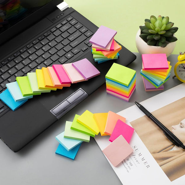 (50 Pads) Sticky Notes 1.5x2, 10 Colors Self Sticky Notes, Sticky Pads, Recyclable, Self-Stick Pads, Easy to Post for Home, Office, Notebook Bright
