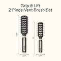 Conair Grip & Lift Vent Hairbrush, Full-Size and Mid-Size Brush Set, Nylon Bristle Hair Brushes for Blowout Styling, Value Pack, Color May Vary