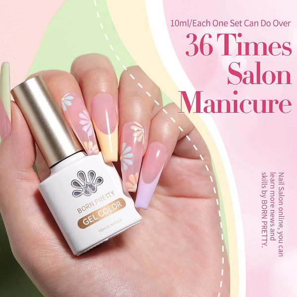 Born Pretty Pastel Gel Nail Polish Spring Summer Macaron Candy Sweet Color | Soft Pink Yellow Purple Blue Green,for Salon Manicure and Nail Art