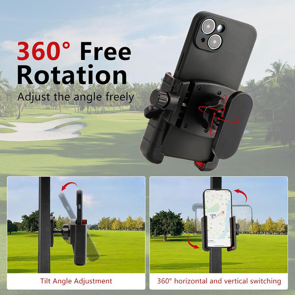 Industrial-Strength Magnetic Phone Holder for Golf Carts - 360° Adjustable | Quick Release, Secures iPhone 15 Pro/Samsung S24 Ultra on EZGO/Club