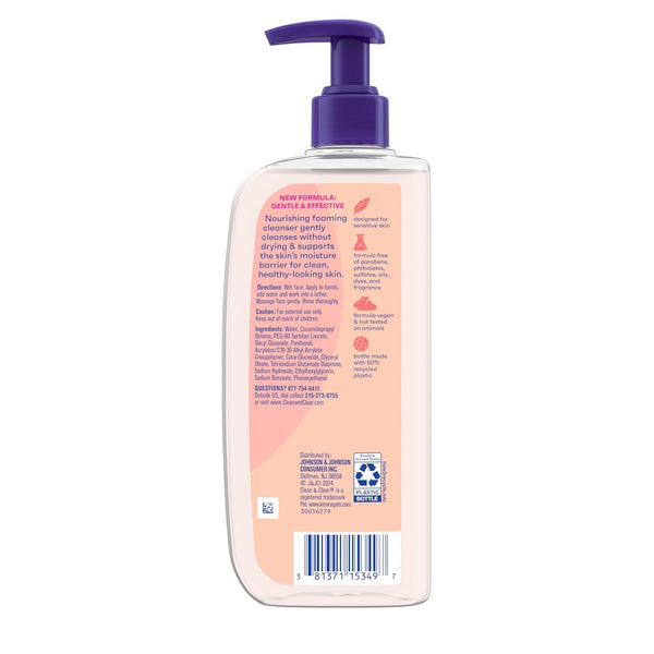 Clean & Clear Essentials Oil-Free Foaming Facial Cleanser, Daily Foaming Face Wash with Pro-Vitamin B5 for Sensitive Skin, Gently Removes Oil &