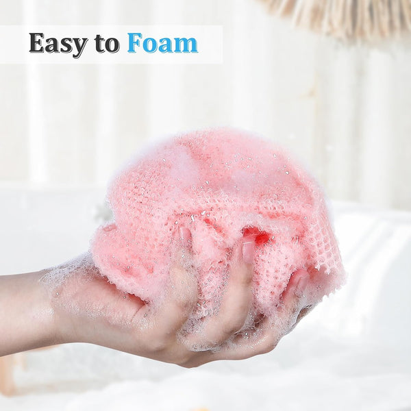 4 Pieces African Exfoliating Net, Long African Net Sponge, Nylon African Net Cloth, Exfoliating Washcloth, Body Scrubbers for Use in Shower, Back