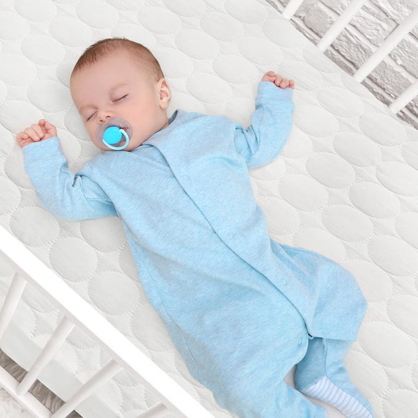 Crib Mattress Protector Sheets Waterproof 2 Pack, Quilted Crib Mattress Pad Cover Fitted Fits for Toddler Bed Mattress, White, 52â X 28â