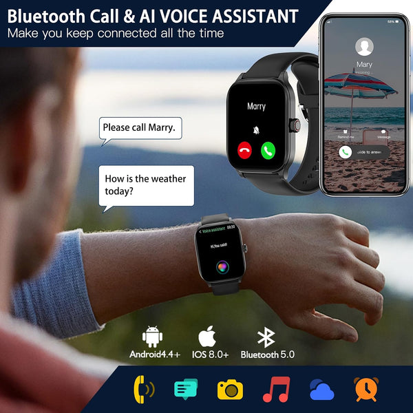 Smart Watch for Women Men(Answer/Make Call), Smartwatches with Heart Rate/SpO2/Sleep/Stress Monitor, IP68 Waterproof Activity Tracker for Android