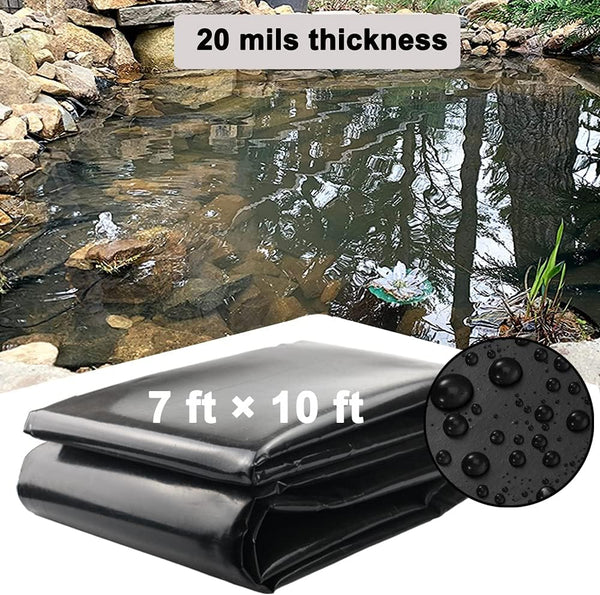 Inslat 20 Mil Pond Liner, 7x10 Ft Pond HDPE Skins Small Fish Pond Liners Rubber Pond Tarp Easy Cutting Underlayment for Fountains, Waterfall &