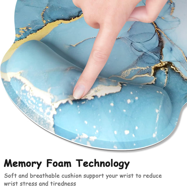 Ergonomic Mouse Pad with Wrist Support, Marble Style Memory Foam Wrist Rest Mouse Pads, Cute Computer Laptop Office Accessories Decor, Pain Relief