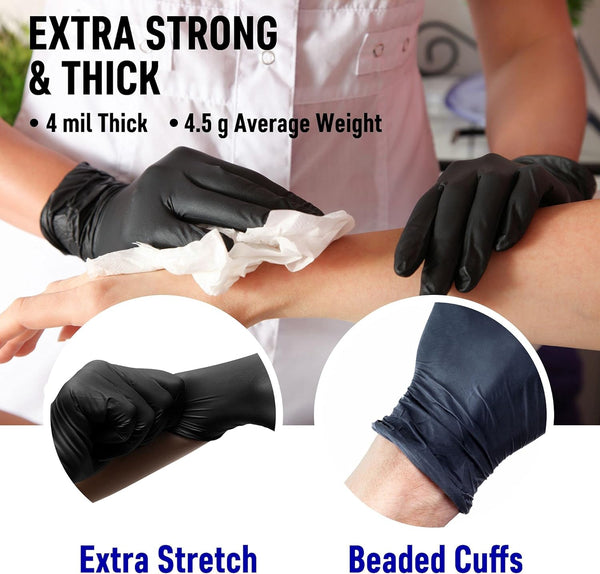 Dre Health Synthetic Nitrile Black Disposable Gloves Medium -100 PK No Latex Medical Gloves