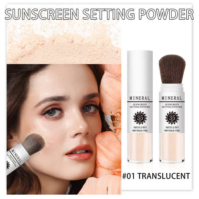 Sunscreen Setting Powder SPF 35, Mineral Brush Powder for Face & Scalp, Oil Cont