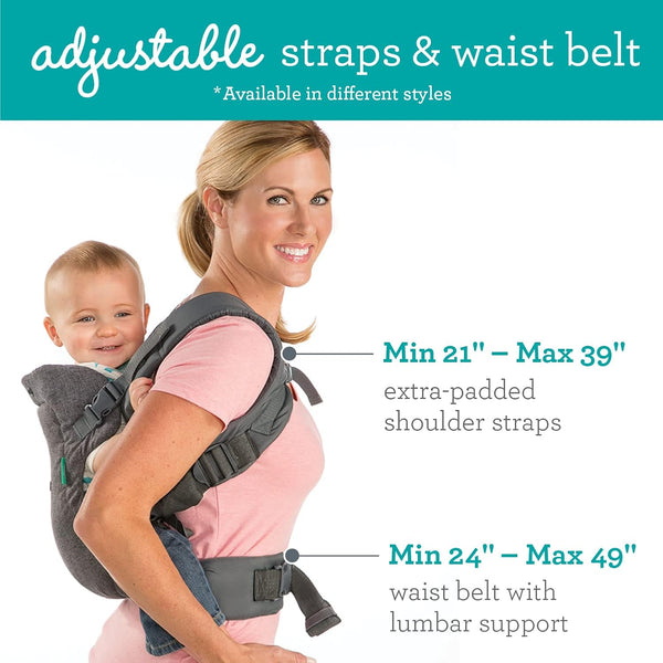 Infantino Flip 4-in-1 Baby Carrier Convertible Ergonomic, Gray | Adjustable fit, Enhanced lumbar support, Ergonomic hands-free parenting, Registry