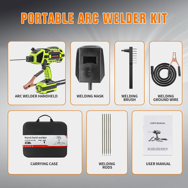 Portable Welding Machine 110V Handheld Electric ARC Welder Gun Stick Welder Machine with IGBT Inverter 5 Variable Current Adjustment for