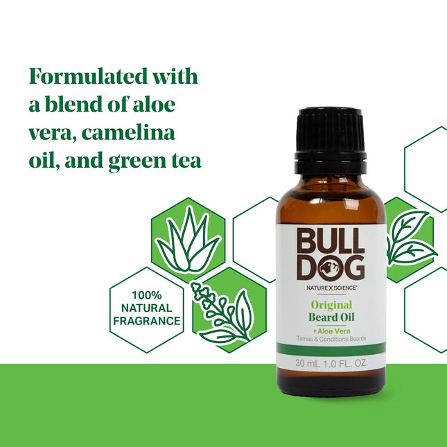 Bulldog Mens Skincare and Grooming Original Beard Oil for Men with Aloe, Camelin