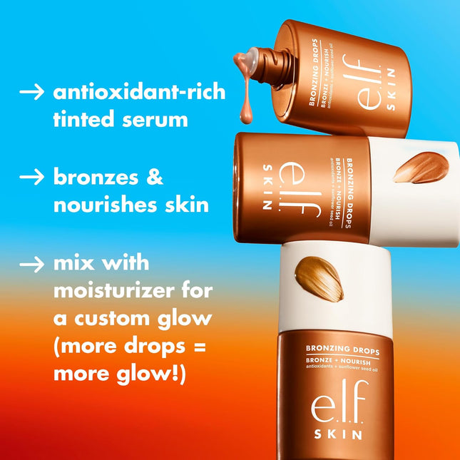 E.L.F. SKIN Bronzing Drops, Liquid Bronzer for Face & Skin, Creates a Sun-Kissed