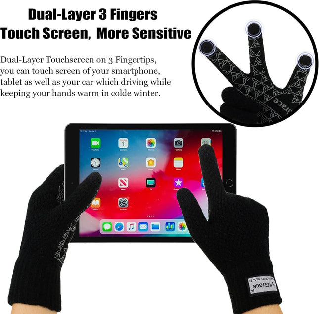 Vigrace Winter Warm Touchscreen Gloves for Men and Women Touch Screen Fleece Lin