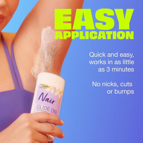 Nair Glide On Hair Removal Cream, Arm, Leg, and Bikini Hair Remover, Depilatory Cream, 3.3 Oz Stick 3.3 Ounce (Pack of 1)