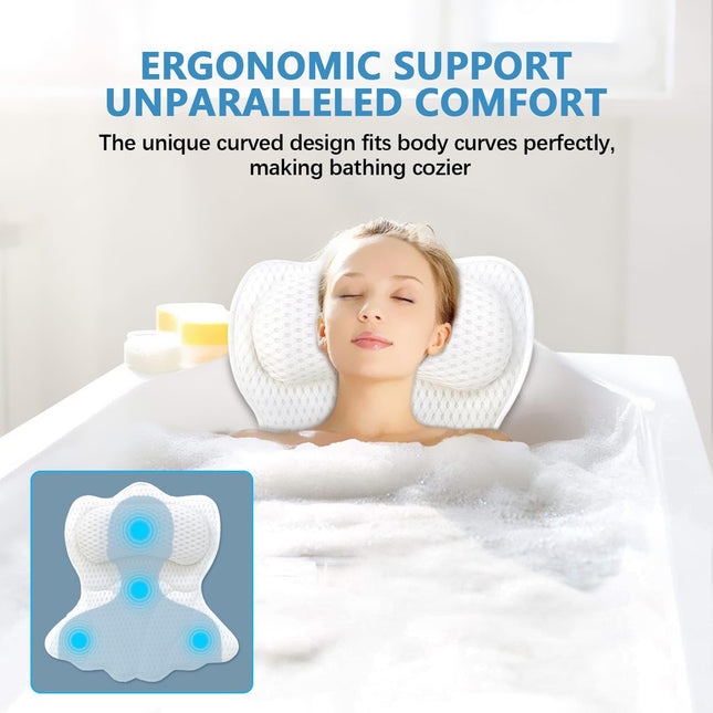 REEZEIVI Bath Pillows for Tub,Bath Pillow with 6 Non-Slip Suction Cups,Soft 4D M