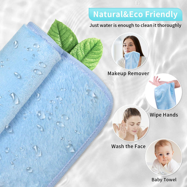 Makeup Remover Cloth 7-Day Set, 15"x6.5" Reusable Makeup Remover Towels, Makeup Washcloths, Skin Friendly Soft Washable Coral Fleece Microfiber